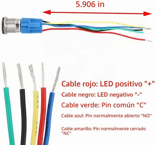 Vista 8 de ESUPPORT Interruptor de palanca de metal de advertencia de peligro de La luz azul del LED cambia el cable del enchufe del zócalo del vehículo 62.3