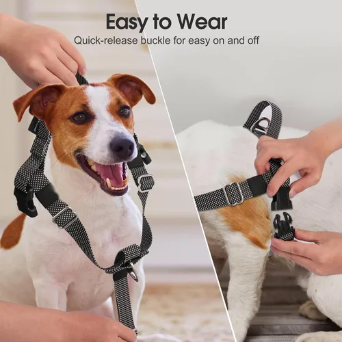 Vista 4 de Annchwool Arnés ajustable para perro, ligero, sin tirones, con asa para perros pequeños, medianos y grandes, clip frontal, arnés de chaleco fácil