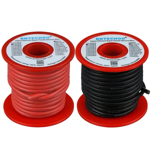 Vista 9 de BNTECHGO Carrete de alambre de silicona calibre 14 20 pies rojo y 20 pies negro flexible 14 AWG alambre de cobre estañado trenzado