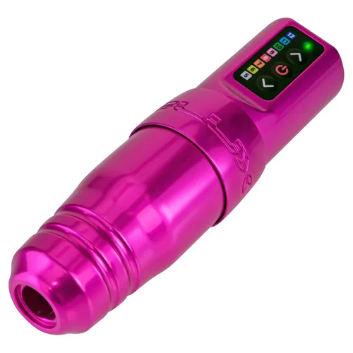 Vista 4 de Microbeau - Máquina de tatuaje inalámbrica Flux S con 2 PowerBolts 0.157 in Stroke - Bubblegum - Bolígrafo de tatuaje cosmético para aplicación