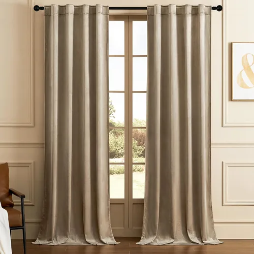 Vista 38 de Timeper Cortinas opacas de terciopelo negro de 42 pulgadas de ancho x 84 pulgadas de largo, cortinas opacas para dormitorio, sala de estar, cortinas