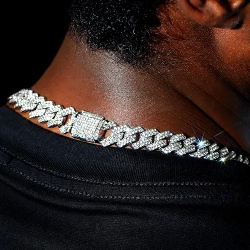 Vista 3 de Cadena de eslabones cubanos de 0.55 pulgadas para hombre, collar de cadena de eslabones cubanos de Miami, pulsera para hombres y mujeres, cadenas