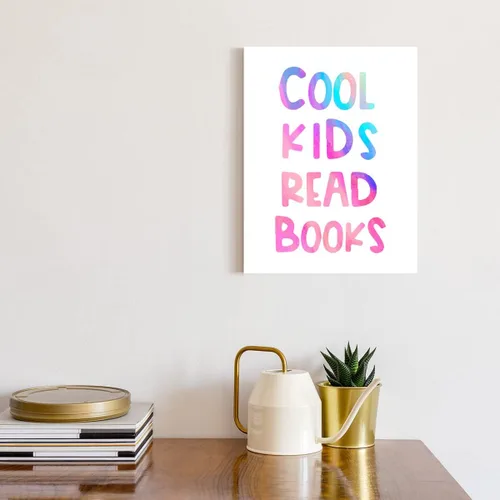 Vista 3 de Lienzo decorativo para pared: rincón de lectura para niños, cita genial para amantes de los libros, perfecto para la habitación de los niños