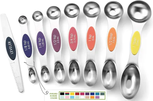 Vista 14 de Spring Chef Juego de cucharas medidoras magnéticas de acero inoxidable con imanes N45 fuertes, accesorios de cocina de metal resistente para hornear