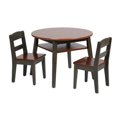 Vista 15 de ECR4Kids Hideaway - Juego de mesa y silla, muebles para niños, nogal oscuro/blanco antiguo, 3 piezas