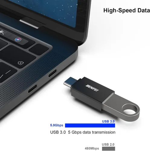 Vista 3 de BENFEI Adaptador USB C a USB 3.0, paquete de 3 adaptadores USB C a un macho a hembra, compatible con MacBook 2018 2017 2016, Samsung Galaxy Note 8