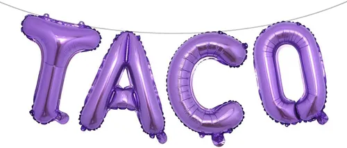Vista 6 de Fiesta Party Balloons Supplies Taco Balloons Mexican Cinco De Mayo Party Decorations Mylar Foil Balloons Fiesta Party Decorations (L TACO Gold)