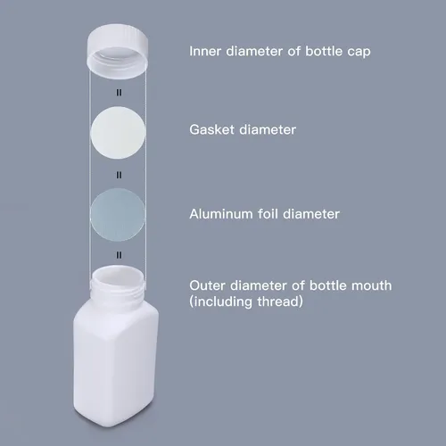 Vista 4 de U.S. Solid Revestimiento de tapa de aluminio sellado térmico para tapa de botella de PP (100 piezas, 0.787 in/0.79 pulgadas)