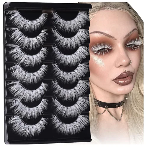 Vista 9 de Wispy Lashes Pestañas postizas de aspecto natural con pegamento de pestañas, kit de pestañas de ojo de gato, extensión de pestañas con pegamento