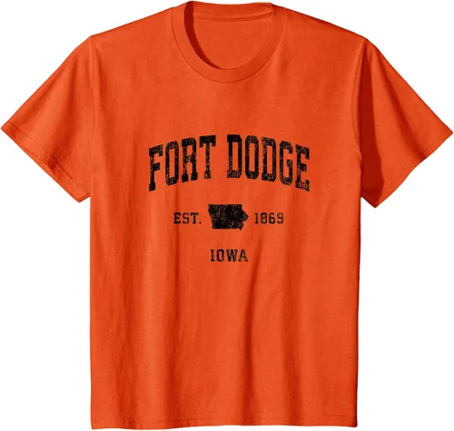 Vista 23 de Fort Dodge Iowa IA - Camiseta deportiva clásica negra con diseño deportivo, Gris