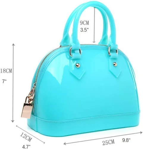 Vista 2 de Bolso de mano de gelatina de color caramelo de señora, bolso de mano de concha, bolso de hombro cruzado con asa superior