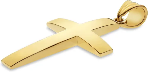 Vista 2 de Colgante de cruz de oro macizo de 14 quilates biselado liso para hombre