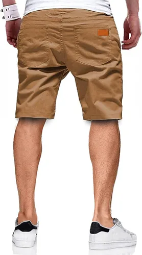 Vista 2 de Pantalones cortos de algodón para hombre, estilo casual, de ajuste clásico, con 4 bolsillos, para verano, playa