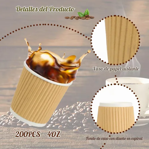Vista 4 de TINSKY 4oz Disposable Paper Espresso Cups, 200 Pack Small Coffee Cups Papel Kraft
