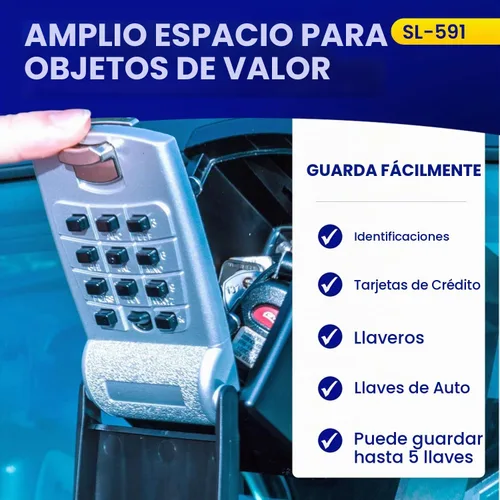 Vista 7 de KeyGuard Pro SL-591 - Caja de bloqueo con botón de golpe para vidrio del automóvil, Negro