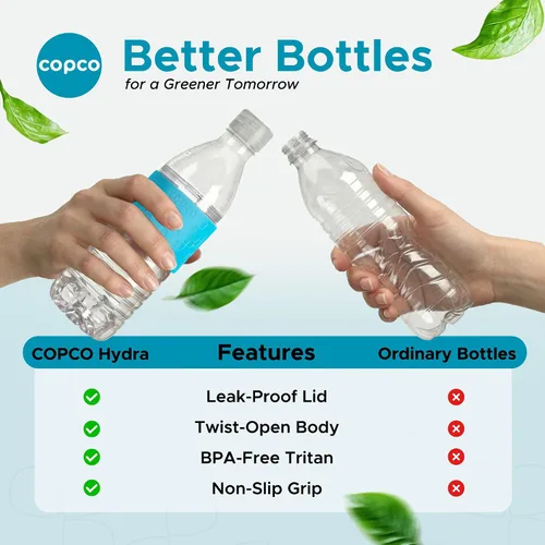 Vista 7 de Copco Hydra - Botella de agua de 16.9 onzas, juego de 2, botellas de Tritan sin BPA con cierre a prueba de fugas y funda de agarre, ligeras