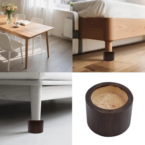 Vista 3 de Semetall Elevadores de cama de madera para muebles, elevadores de cama resistentes de 2 pulgadas, juego de 4, soporta 6000 libras, elevadores