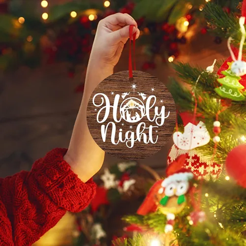 Vista 6 de Adorno de noche santa para árbol de Navidad, adorno religioso de Jesús Dios, Biblia de Navidad, adorno de belén para decoración de árbol de Navidad