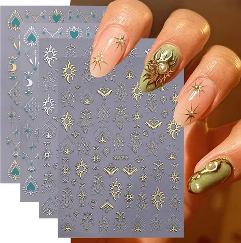 Vista 15 de 5 hojas de calcomanías de arte de uñas de mariposa, 3D coloridas mariposas, suministros de arte de uñas, mariposas, flores, calcomanías Con