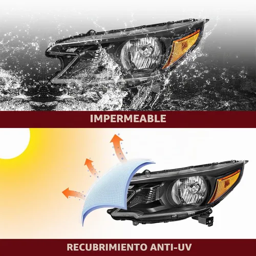 Vista 7 de JSBOYAT Conjunto de Faros Delanteros de Reemplazo para Honda CR-V 2012-2014 Faro Delantero Lámpara Halógena con Bombillas, Carcasa Negra con Carcasa