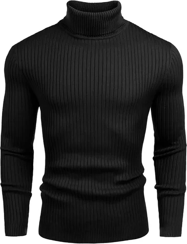 Vista 11 de Amussiar Men's Turtleneck Sweater Slim Fit Cotton Knitted Pullover Sweater Casual Lightweight Long Sleeve Top Beige