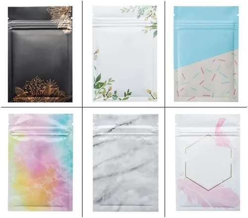 Vista 6 de 100 bolsas de hojas doradas para caramelos, café, Mylar para almacenamiento de alimentos, contenedor desechable para aperitivos, paquete