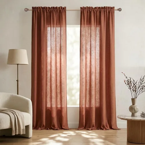 Vista 83 de Mrs.Naturall - Cortinas transparentes con bolsillo para barra de 36x63 pulgadas de lino mezclado negro