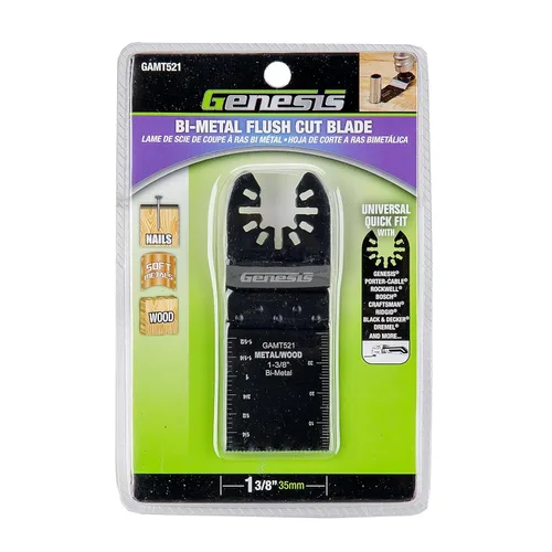 Vista 5 de Genesis GAMT521 Universal Quick-Fit 1 3/8" Bi-Metal Flush Oscilante Multiherramienta Cuchilla de corte rápido de liberación rápida