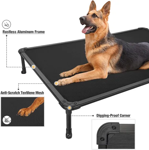 Vista 3 de Veehoo - Cama elevada para perros a prueba de masticación. Cuna fresca y elevada para mascotas. Con estructura de aluminio inoxidable y con tela