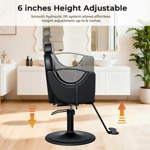 Vista 6 de Silla de salón, silla reclinable para estilista, silla de peluquería con bomba hidráulica resistente, silla de peluquería para peluquería trenzada