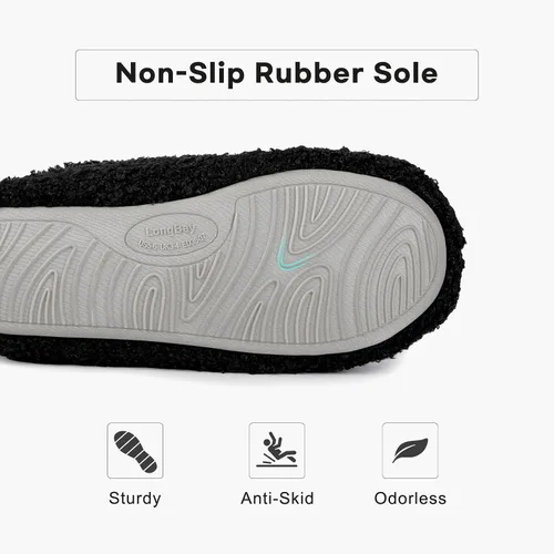 Vista 5 de LongBay Pantuflas cálidas de piel rizada para mujer, cómodas botas de forro polar de felpa con espuma viscoelástica para el hogar