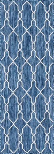 Vista 9 de Unique Loom Outdoor Trellis Collection - Alfombra de área con diseño de enrejado (2 x 6 pies 1 pulgada, azul/marfil)
