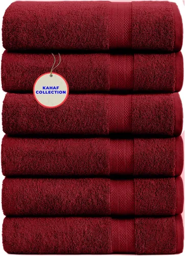 Vista 18 de KAHAF COLLECTION Paquete de 6 toallas de baño 100 % algodón, de 24 x 48 pulgadas, de secado rápido, altamente absorbentes, suaves al tacto