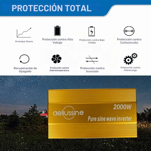Vista 5 de Inversor de onda sinusoidal pura de 2000 W - 12 V CC a 110 V 120 V CA