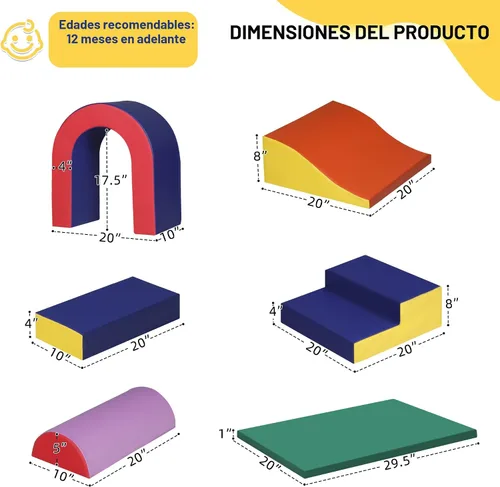 Vista 7 de TODEFULL Bloques de escalada de espuma de 10 piezas para niños pequeños, bloques de juego suave