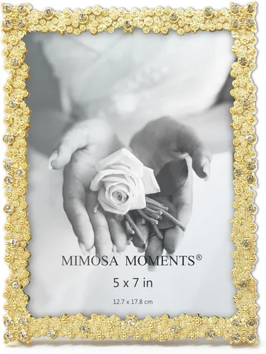 Vista 10 de Marco de fotos en tono latón 4x6 con diamantes de imitación Jewel - Marco de fotos decorativo de 4 x 6 pulgadas para boda, aniversario, Navidad