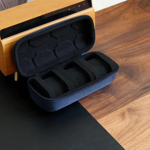Vista 5 de Caja organizadora de reloj para hombres o mujeres, estuche de viaje para 3 relojes, soporte portátil de almacenamiento para relojes de pulsera