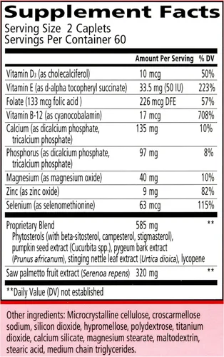 Vista 5 de Urinozinc Prostate Plus, Saw Palmetto & Beta Sitosterol Suplemento para hombres, reduce la micción frecuente (suministro para 2 meses, 120 unidades)