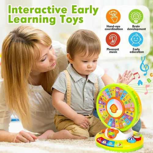 Vista 6 de Juguete para niños y niñas de 1, 2 y 3 años, juguetes musicales de aprendizaje para bebés que giran y cantan el alfabeto para niños pequeños