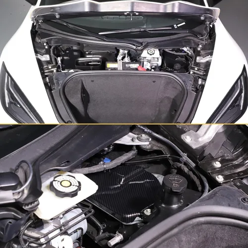 Vista 7 de Cubierta de torre de choque frontal compatible con Chevrolet Corvette C8 2020-2023, cubierta de panel de protección de impactos de plástico ABS