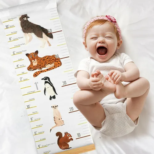 Vista 3 de Tabla de crecimiento de altura para bebés Regla colgante de pared de Mibote para niños, tabla de crecimiento de altura extraíble en lona 2 m x 20 cm