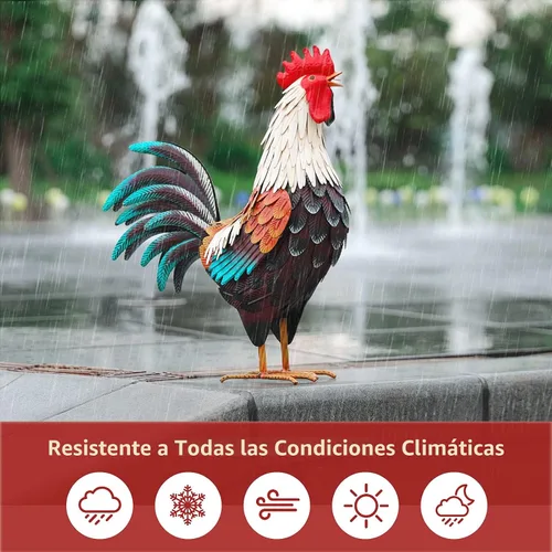 Vista 9 de chisheen Decoración de gallo de metal, decoraciones de pollo para patio, estatuas de jardín al aire libre, escultura de pollo de metal