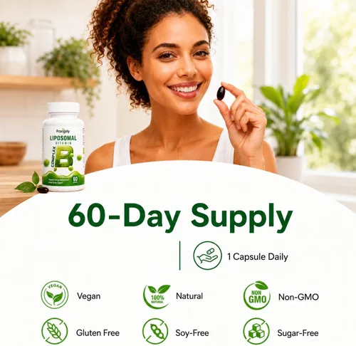 Vista 8 de Methylated B Complex,Liposomal Methyfolate 5-MTHF,Methylated B12 Complex,Ultra High Absorption with Choline Inositol-Supports Methylation,Energy and
