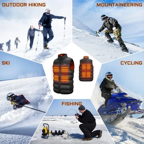 Vista 7 de TEIFUT Heated Vest, Heated Vest for Men and Women, 3 Heating Levels 9 Heating Zones for HuntingHiking (Battery Not Included)