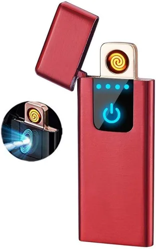 Vista 8 de Encendedor inteligente con sensor de huellas dactilares, sin llama, resistente al viento, encendedor de cigarrillos de doble cara, encendedor Negro