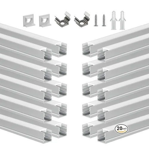 Vista 12 de BTF-LIGHTING - Sistema de canal de aluminio LED de 1.64 pies, paquete de 10 Blanco