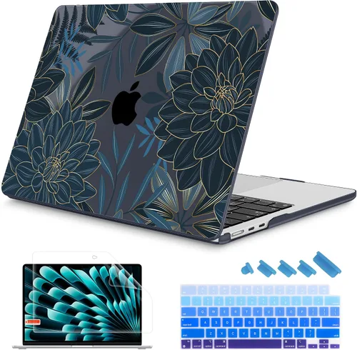 Vista 45 de Mektron Diseñada para MacBook Air 2025/2024/2023 de 15 PULGADAS M4 A3241 /M3 A3114 /M2 A2941, Carcasa de Cubierta Rígida de Plástico Impreso