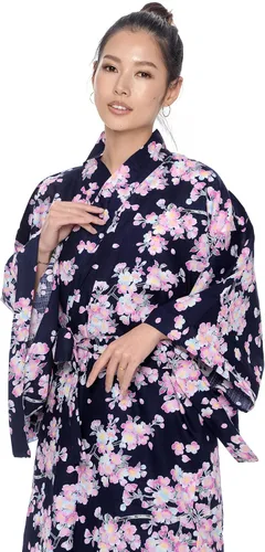 Vista 2 de Kimura Jitsugyo Kyoto - Bata tradicional Yukata Kawaii fácil de usar para mujer (kimono casual japonés) Set 2