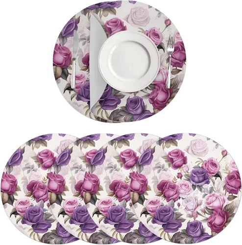 Vista 9 de Manteles individuales de cuero de girasol, lavables, redondos, impermeables y de fácil mantenimiento, decoración de cocina, accesorios de mesa