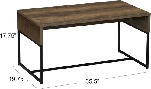 Vista 3 de Household Essentials Mesa de centro de grano Ashwood con base de hierro negro